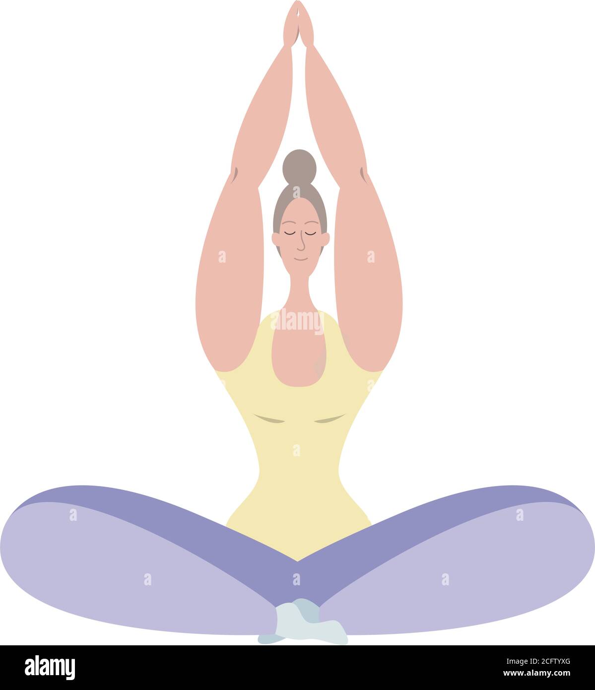 A woman meditates. A young girl meditates in the Lotus position ...