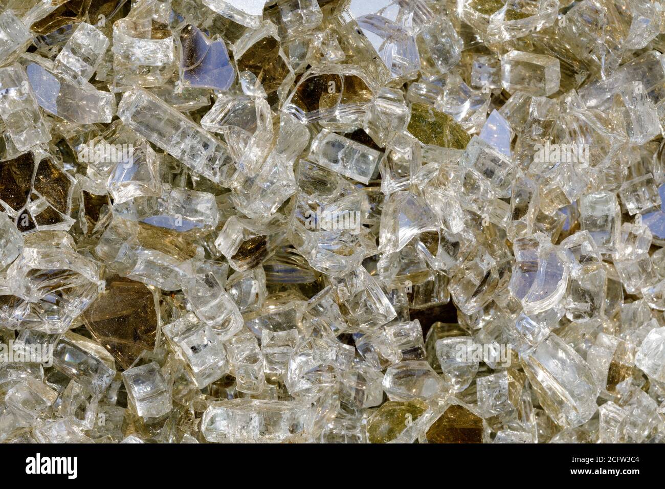 Reflective Broken Fire Glass for indoors and outdoors fireplace and fire pit Stock Photo