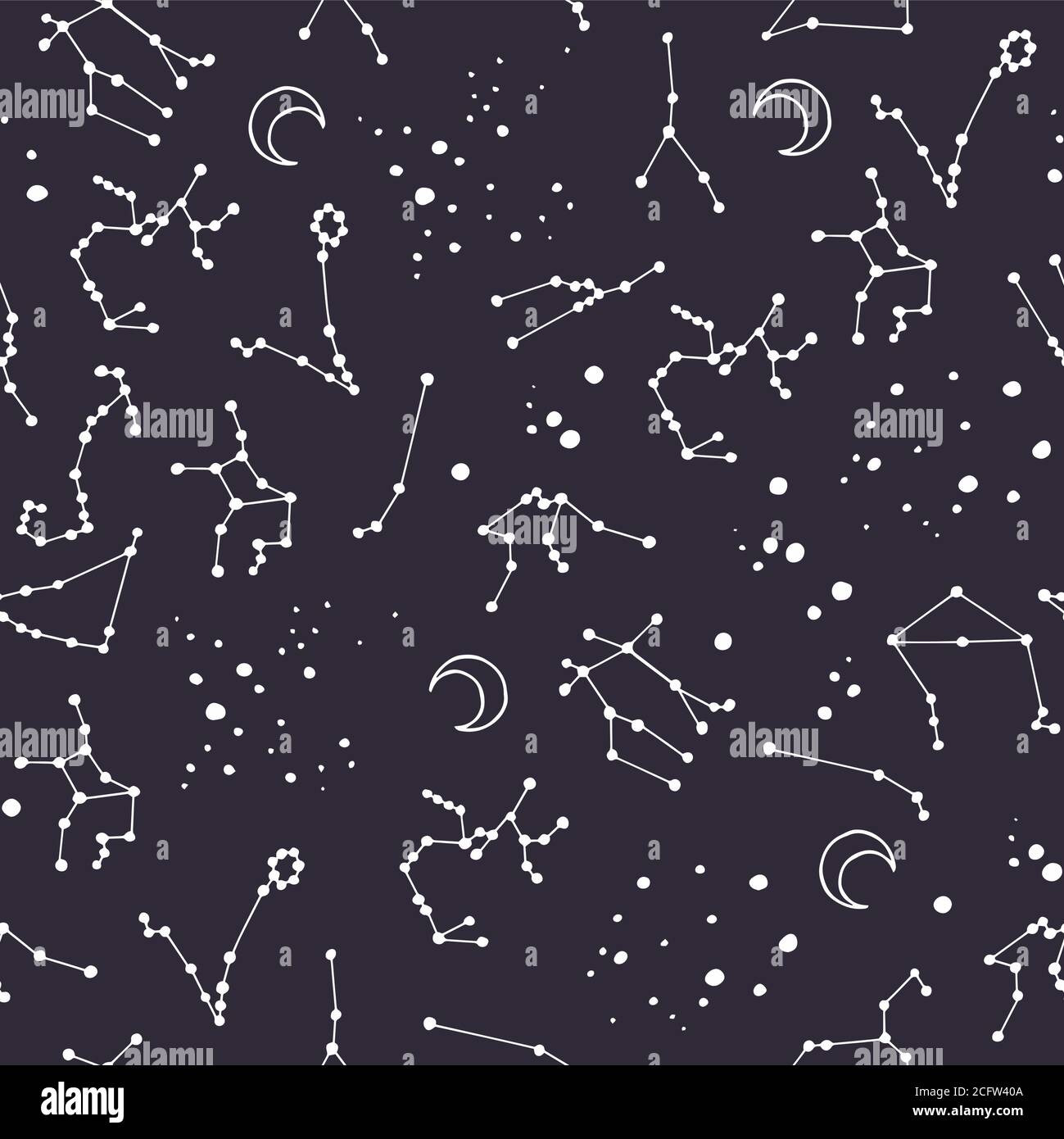 Constellations of the zodiac signs. Vector seamless pattern for design Stock Vector