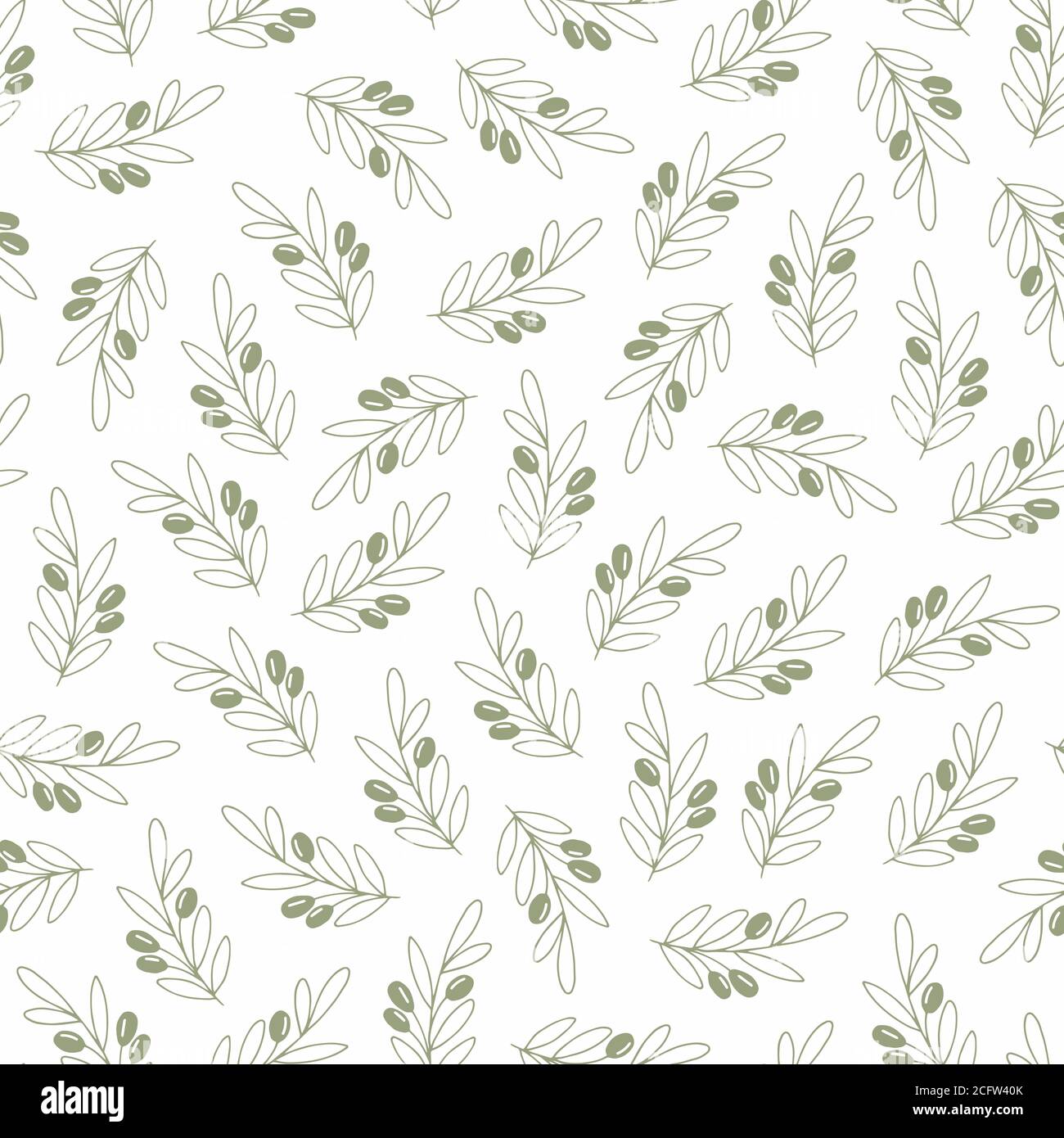 Vector seamless pattern with olive branches on a white background ...