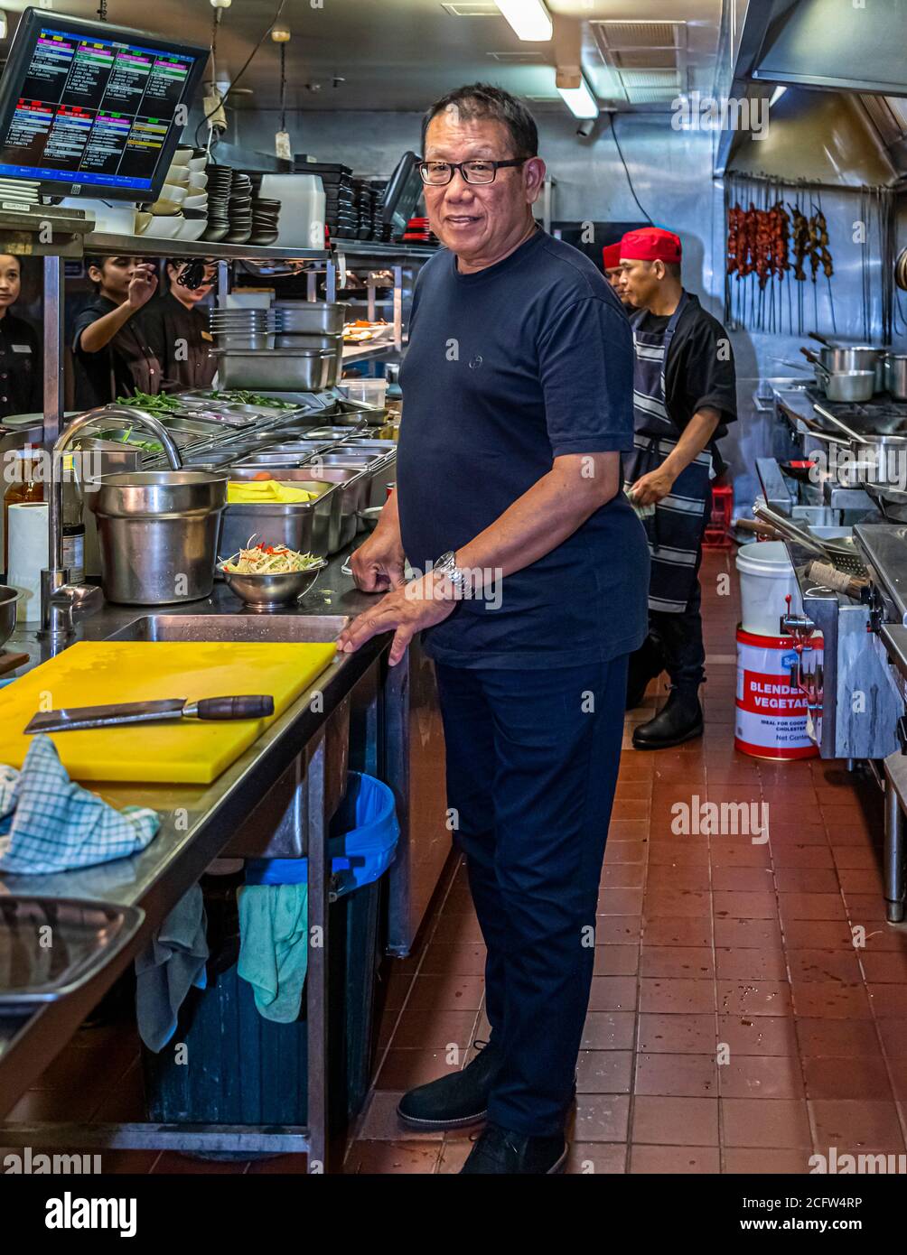 Kitchen-Chef Jimmy Shu of Hanuman in Darwin, Northern Territory, Australia Stock Photo
