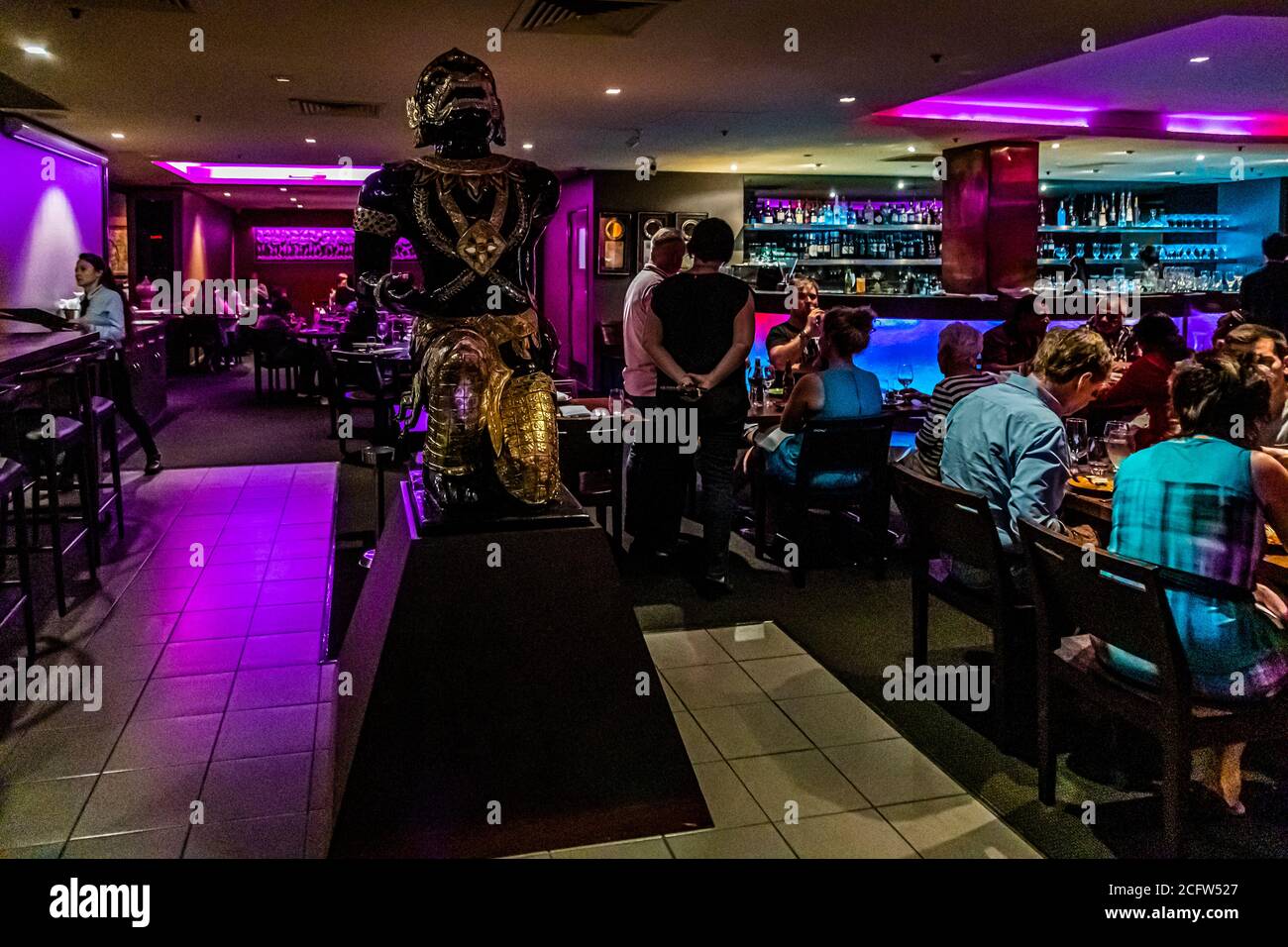 The dress code is casual almost everywhere in tropical Darwin. So also at the Hanuman of Kitchen-Chef Jimmy Shu in Darwin, Northern Territory, Australia Stock Photo