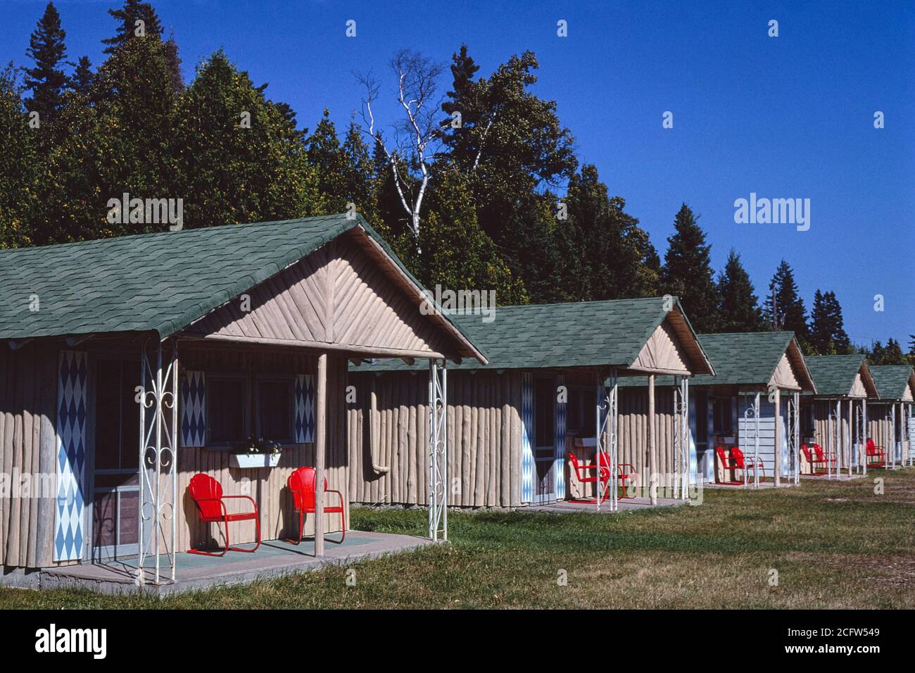 Pine Cone Cabins, Saint Ignace, Michigan, USA, John Margolies Roadside