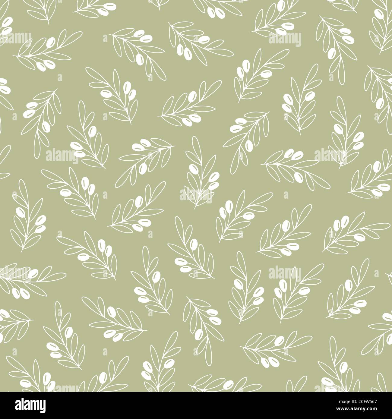 Vector seamless pattern with olive branches. Decorative background for wrapping paper, wallpaper design, covers Stock Vector