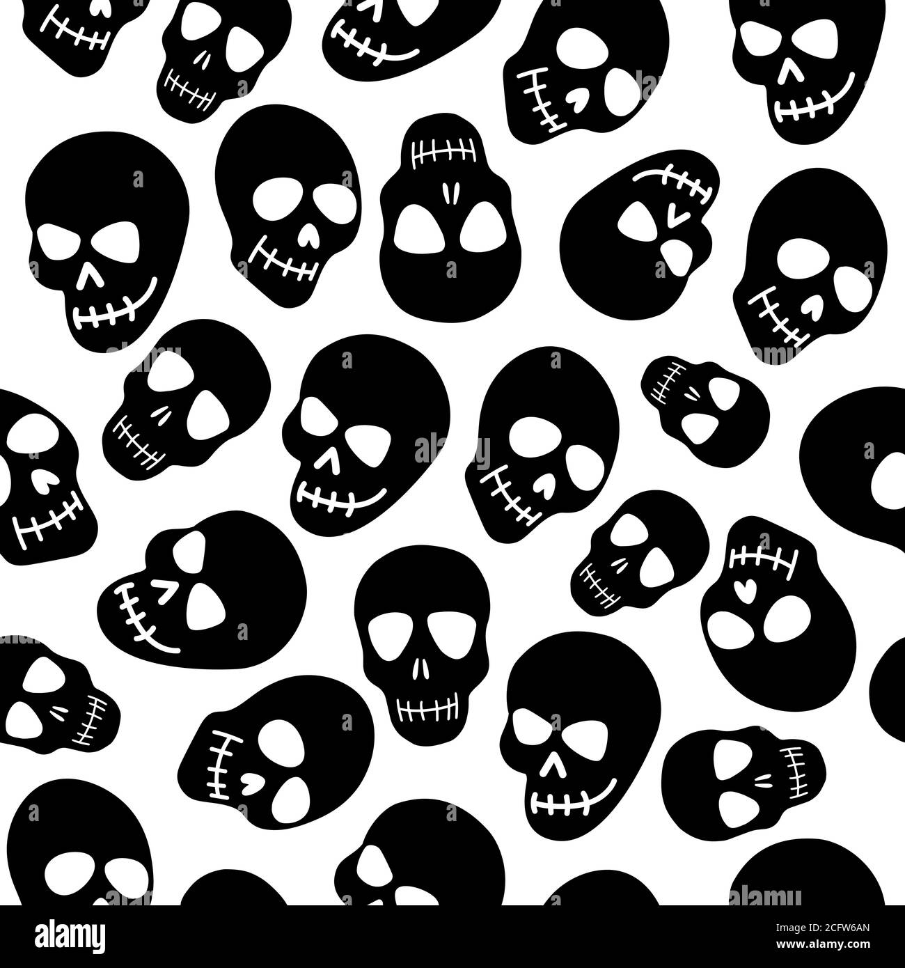 pattern with a black skull on a white background Stock Vector Image & Art -  Alamy