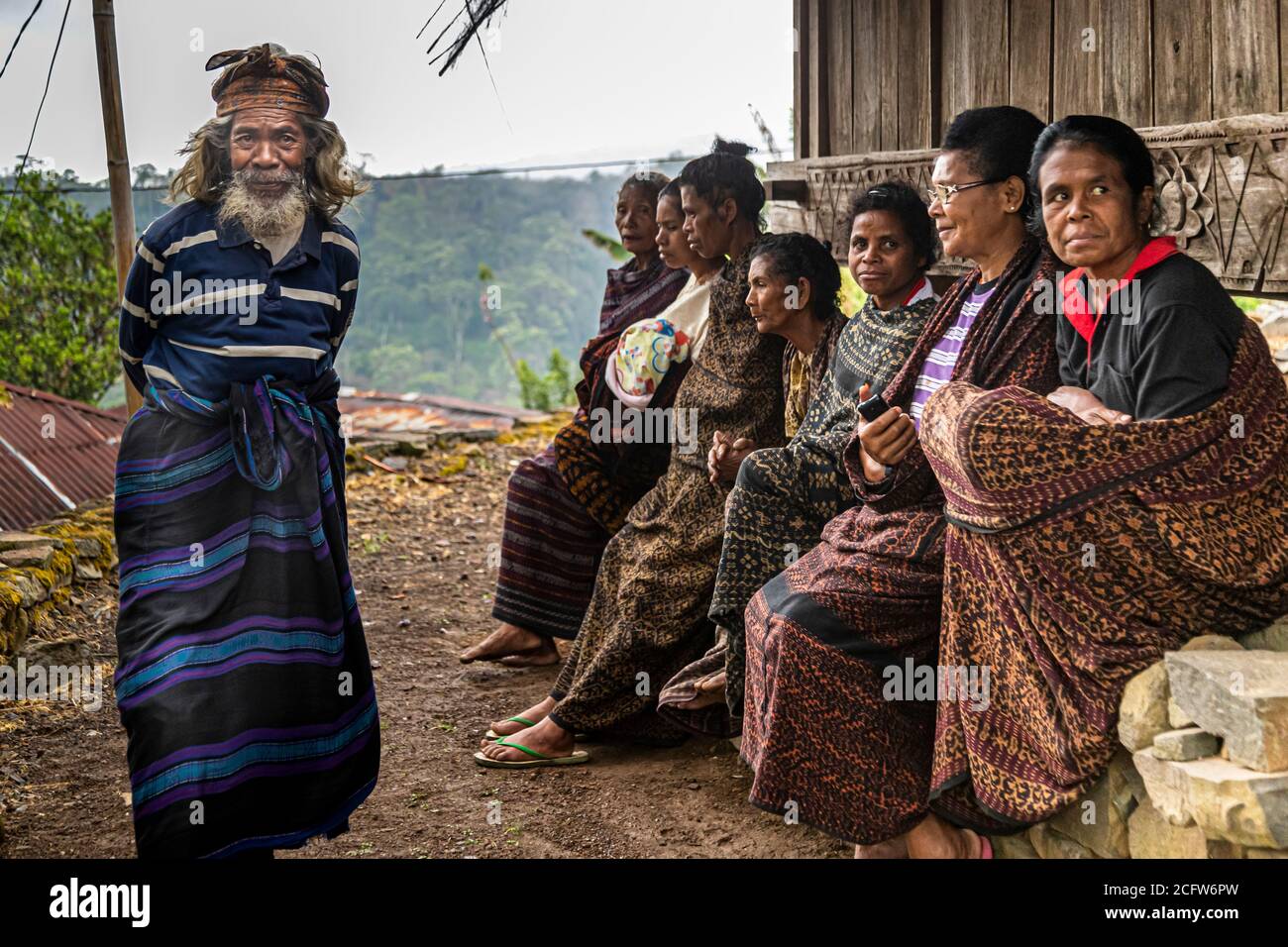 Indonesian People in traditional attire Stock Photo