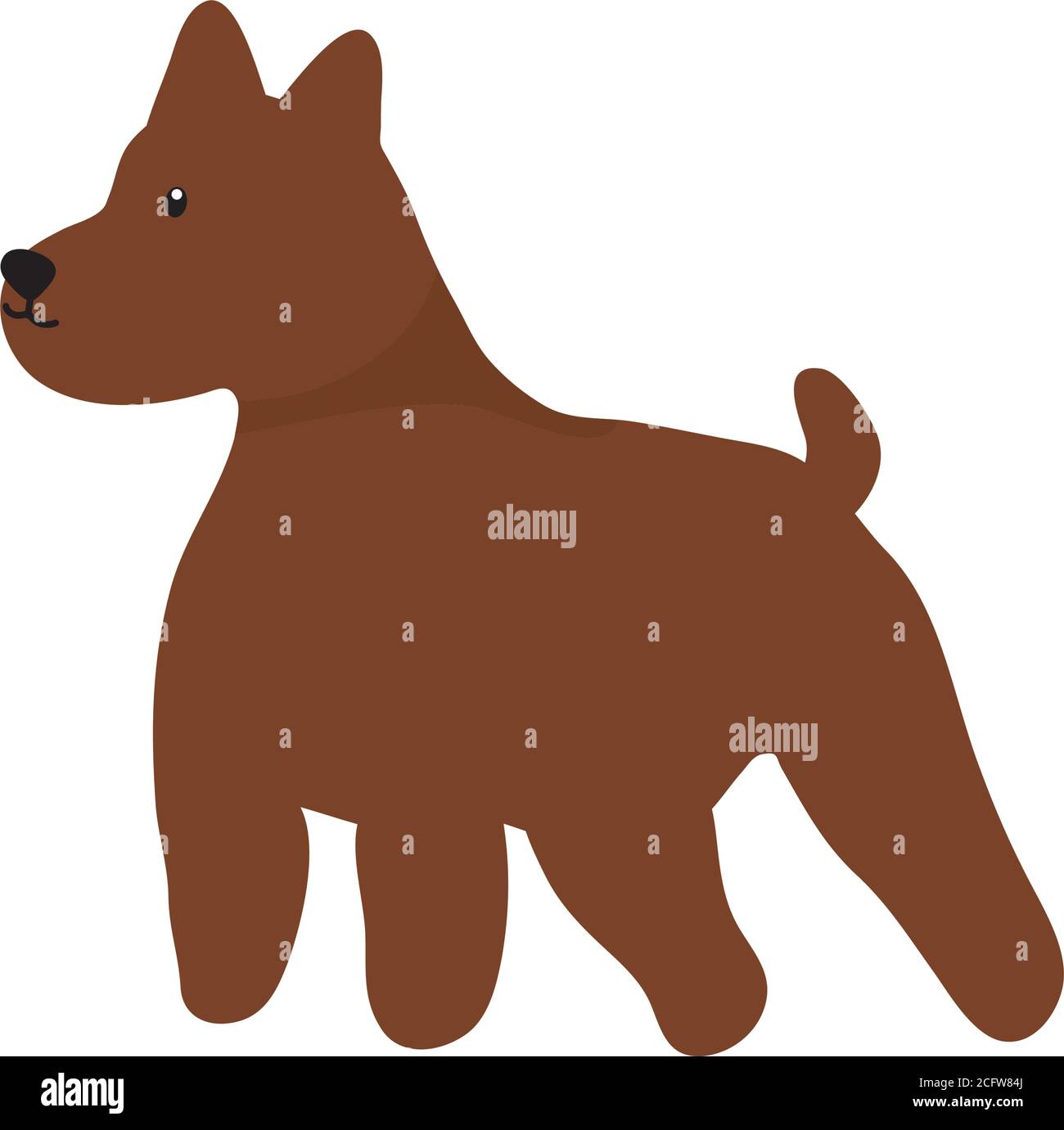 cartoon boxer dog icon over white background, flat style, vector