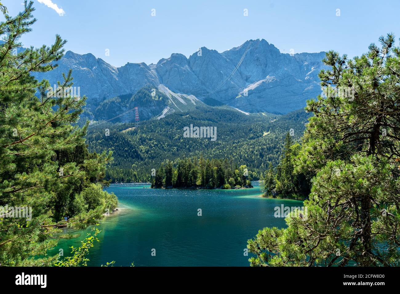 view on the beautiful zugspitze mountain and the eibsee in bavaria ...