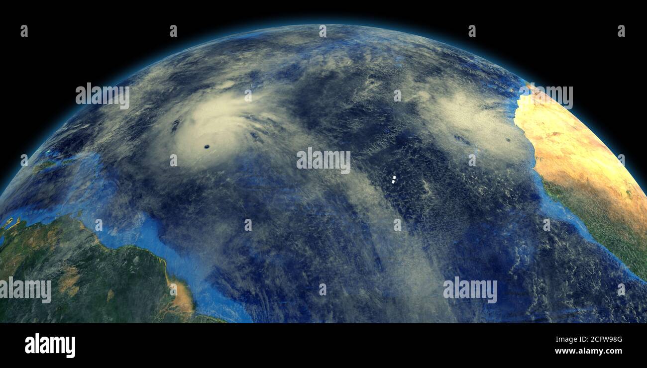 Hurricanes in the atlantic ocean shown from Space. Elements of this ...