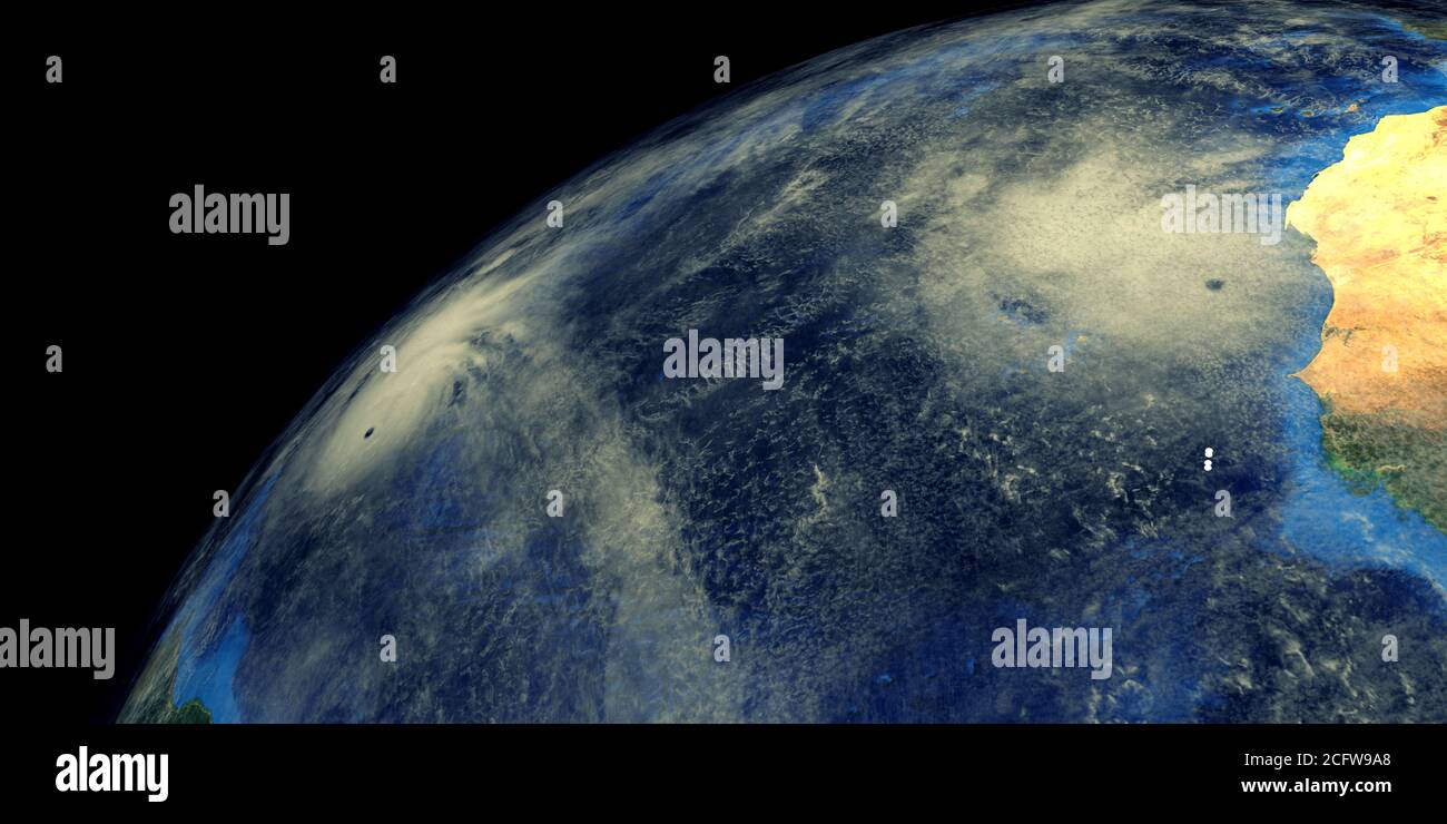 Hurricanes in the atlantic ocean shown from Space. Elements of this ...