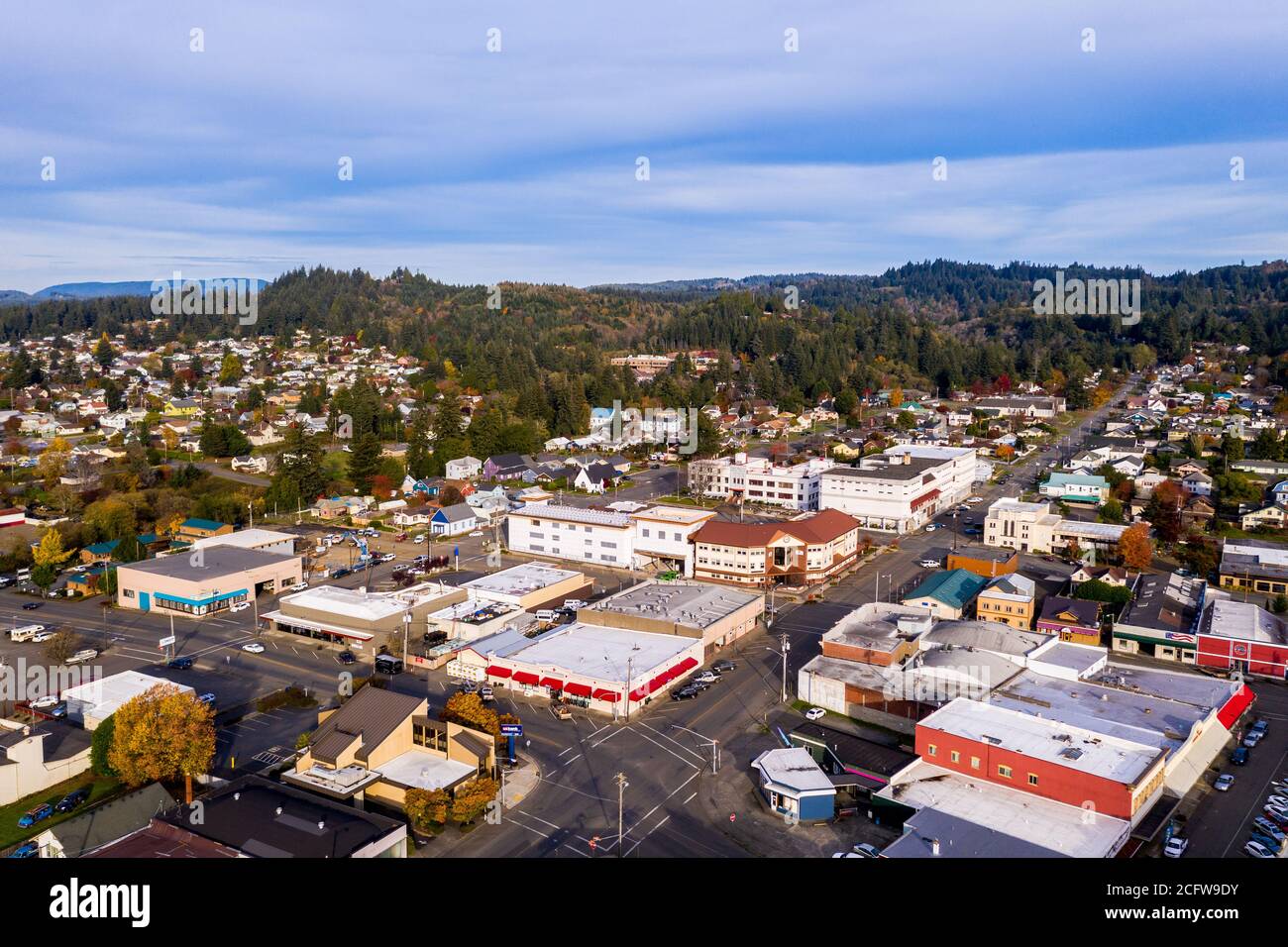 Aerial view of Coquille, Oregon, USA during summer day Stock Photo Alamy