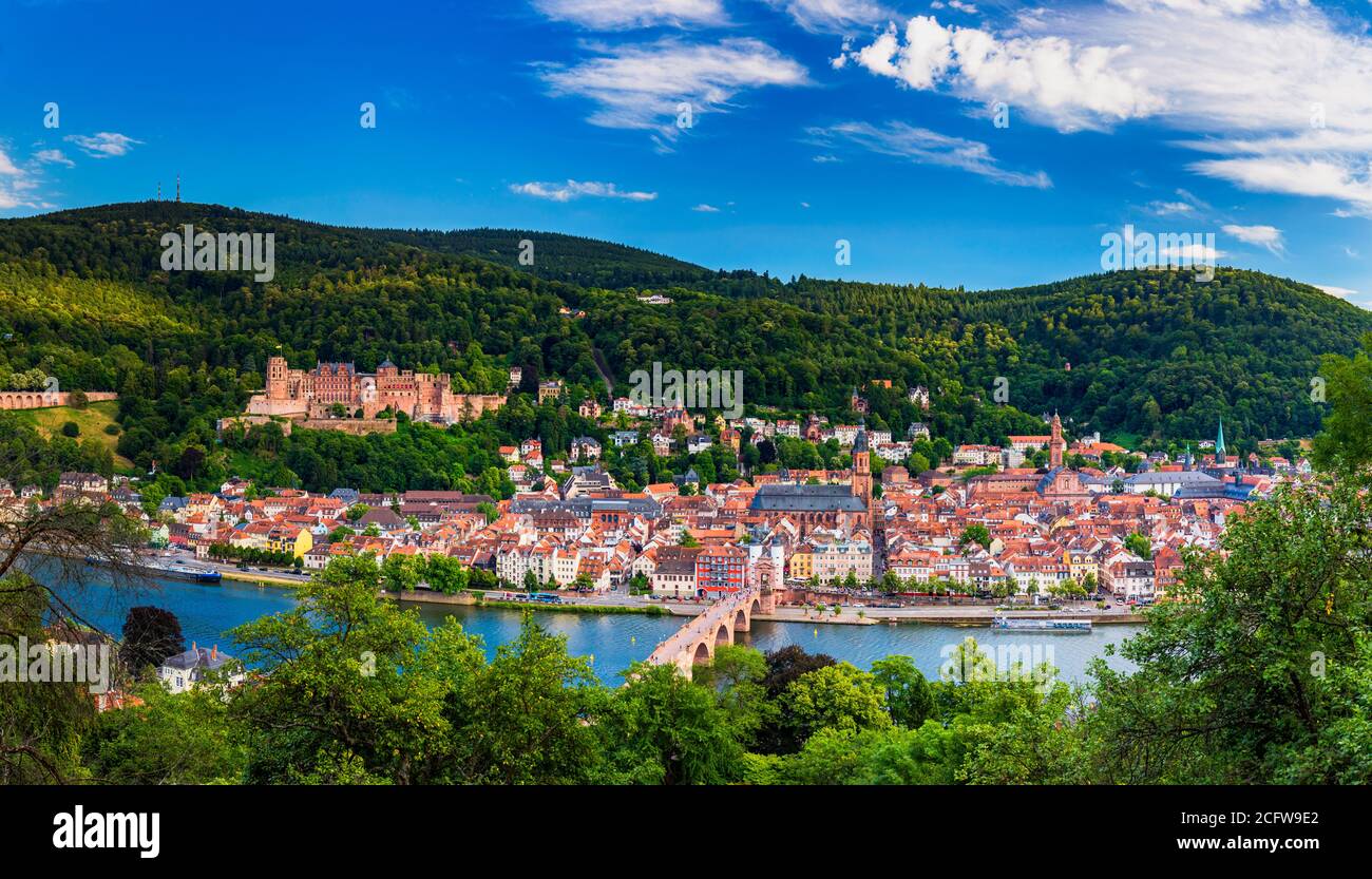 Landmark and beautiful Heidelberg town with Neckar river, Germany ...
