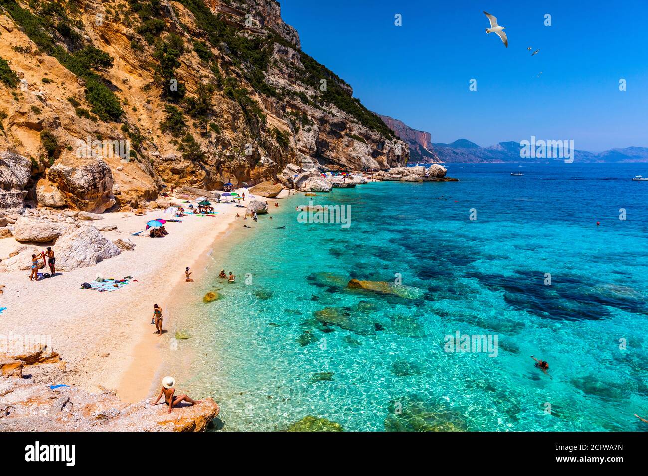 Cala Mariolu beach in Sardinia. Cala Mariolu famous beach. Italy Sardinia Nuoro province
