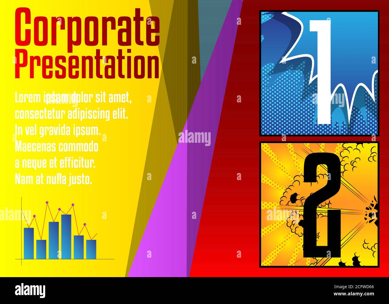 Comic book business presentation template. Vector graphic for company ...