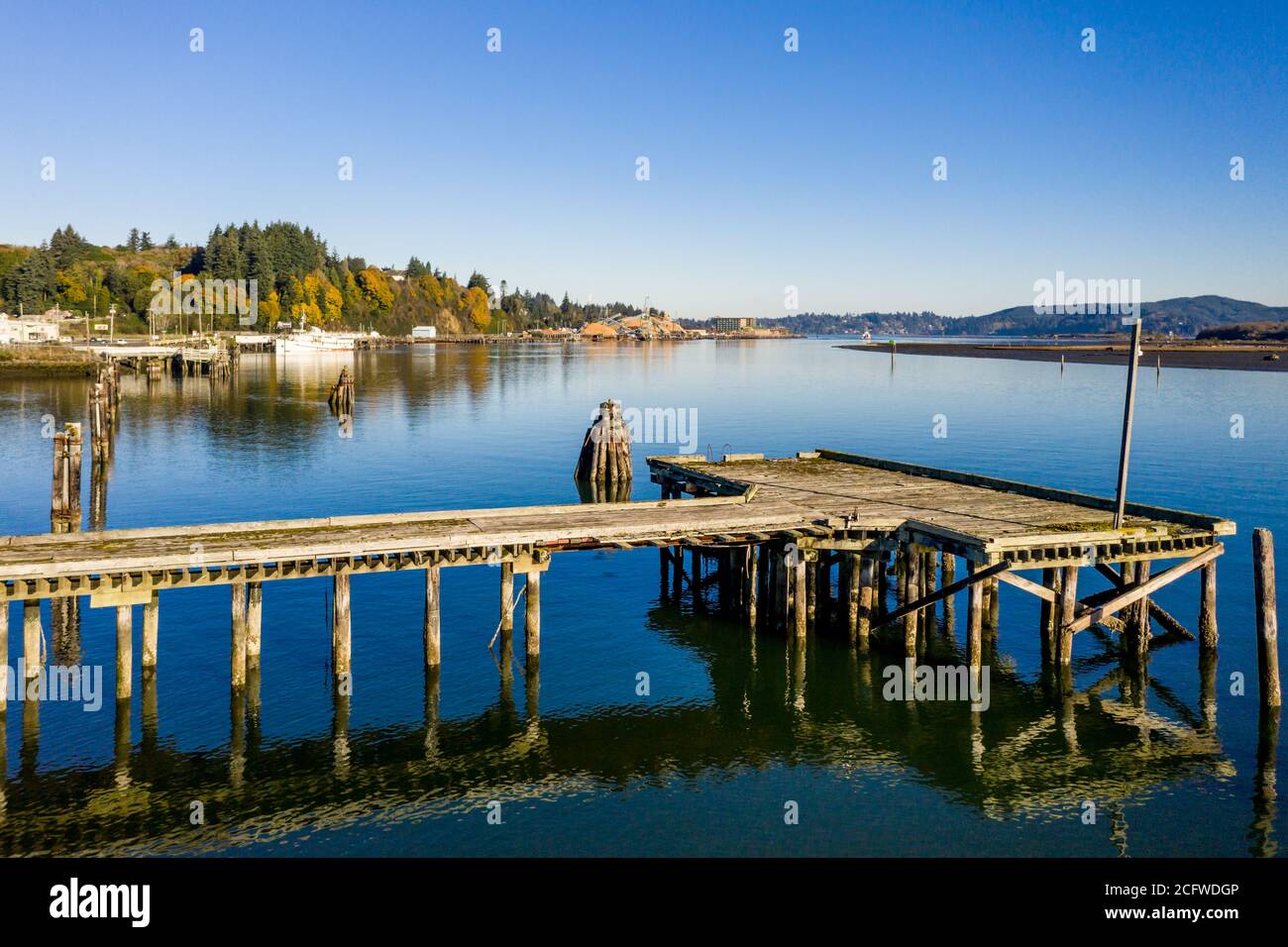 Coos Bay Oregon Pacific Northwest scenery with water and trees Stock Photo