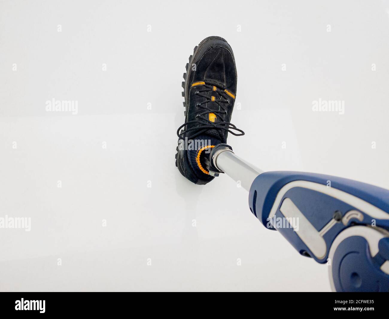 Mechanical prosthetic leg. Stock Photo