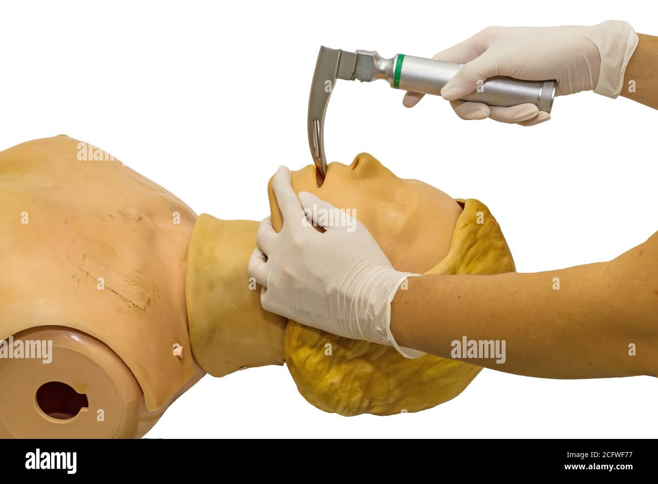 Hand and white medical gloves of doctor demonstration resuscitation CPR