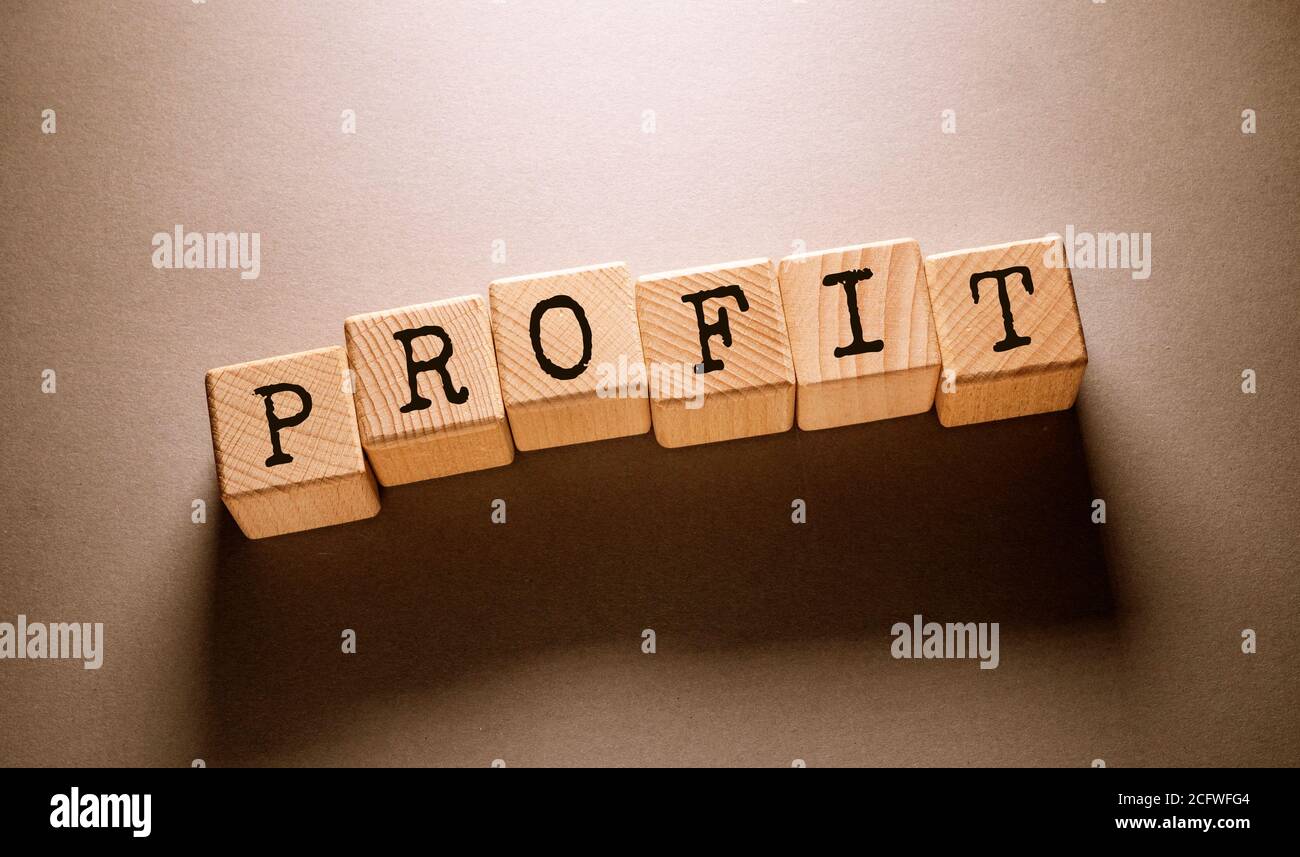 Profit Word Written on Wooden Cubes Stock Photo