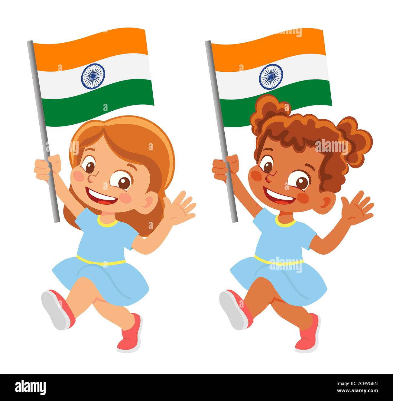India flag in hand. Children holding flag. National flag of India Stock