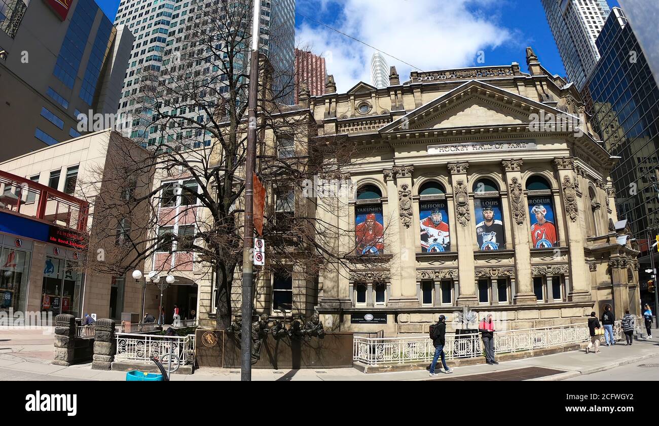 Hockey Hall of Fame, built in 1943, on Front Street and Yonge Street in downtown Toronto, Canada Stock Photo