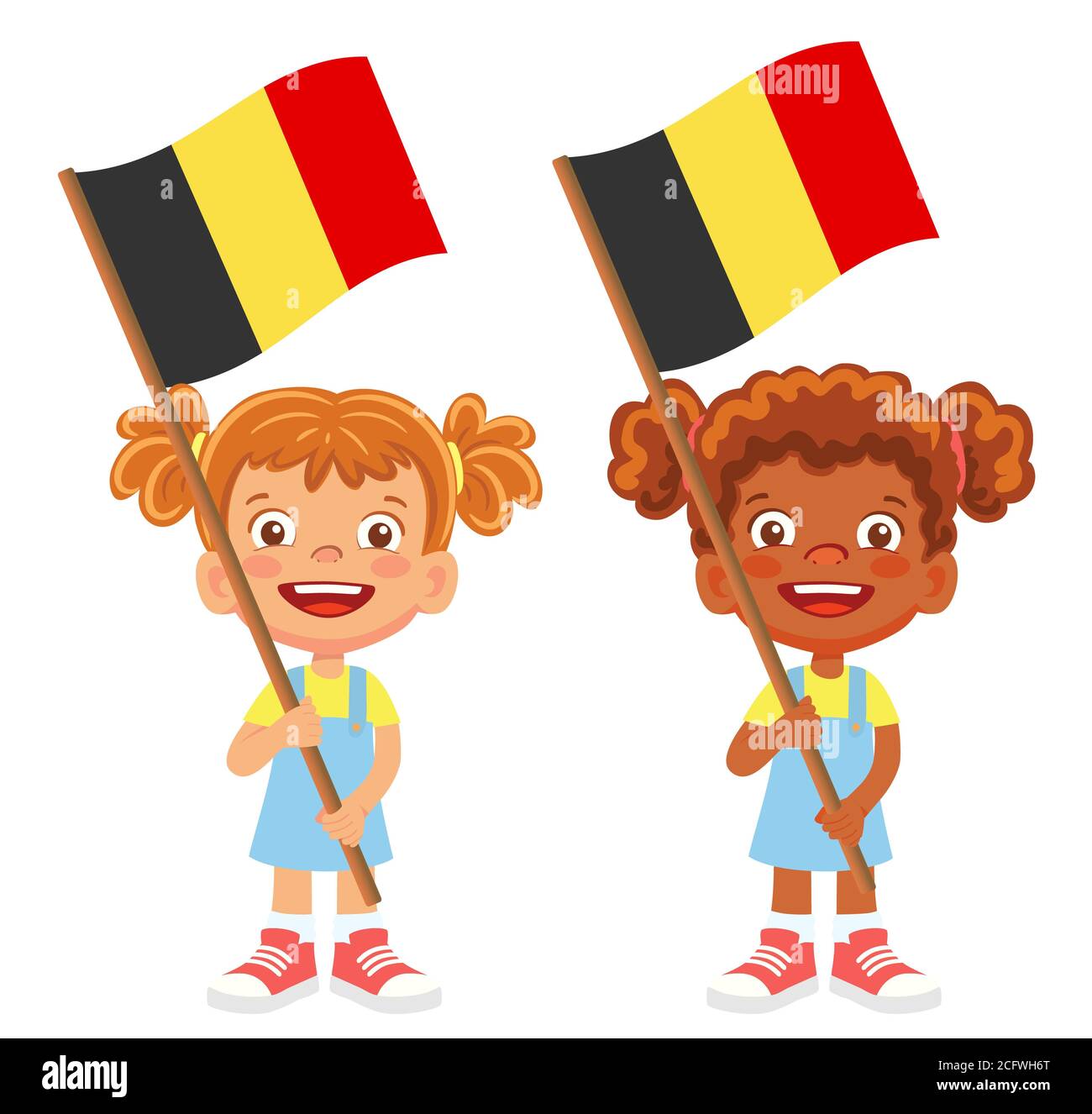Belgium flag in hand. Children holding flag. National flag of Belgium ...
