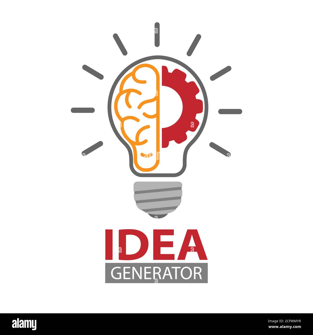 Idea Generator. A light bulb, a human brain, and a Editable vector illustration for booklet, project, and creative design. Stock image i Stock Vector Image & Art - Alamy