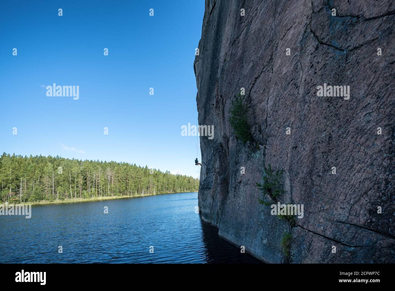 Rock climbing at Olhava in Repovesi National Park, Kouvola, Finland