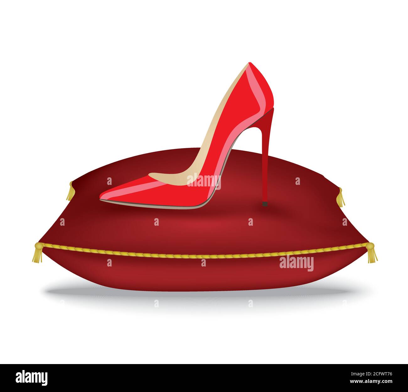 Red shoe on pillow. vector Stock Vector