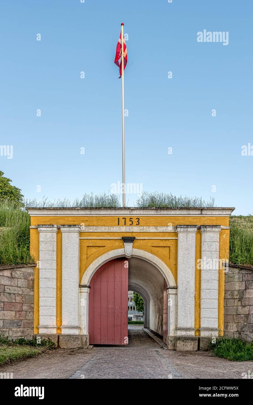A gateway through the citywall of Fredericia, Denmark, June 8, 2020 Stock Photo