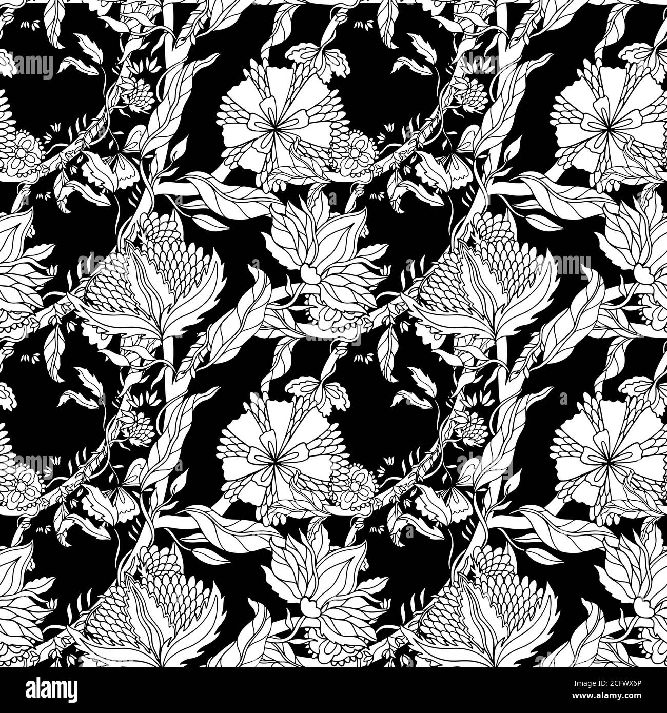Floral print Black and White Stock Photos & Images Alamy