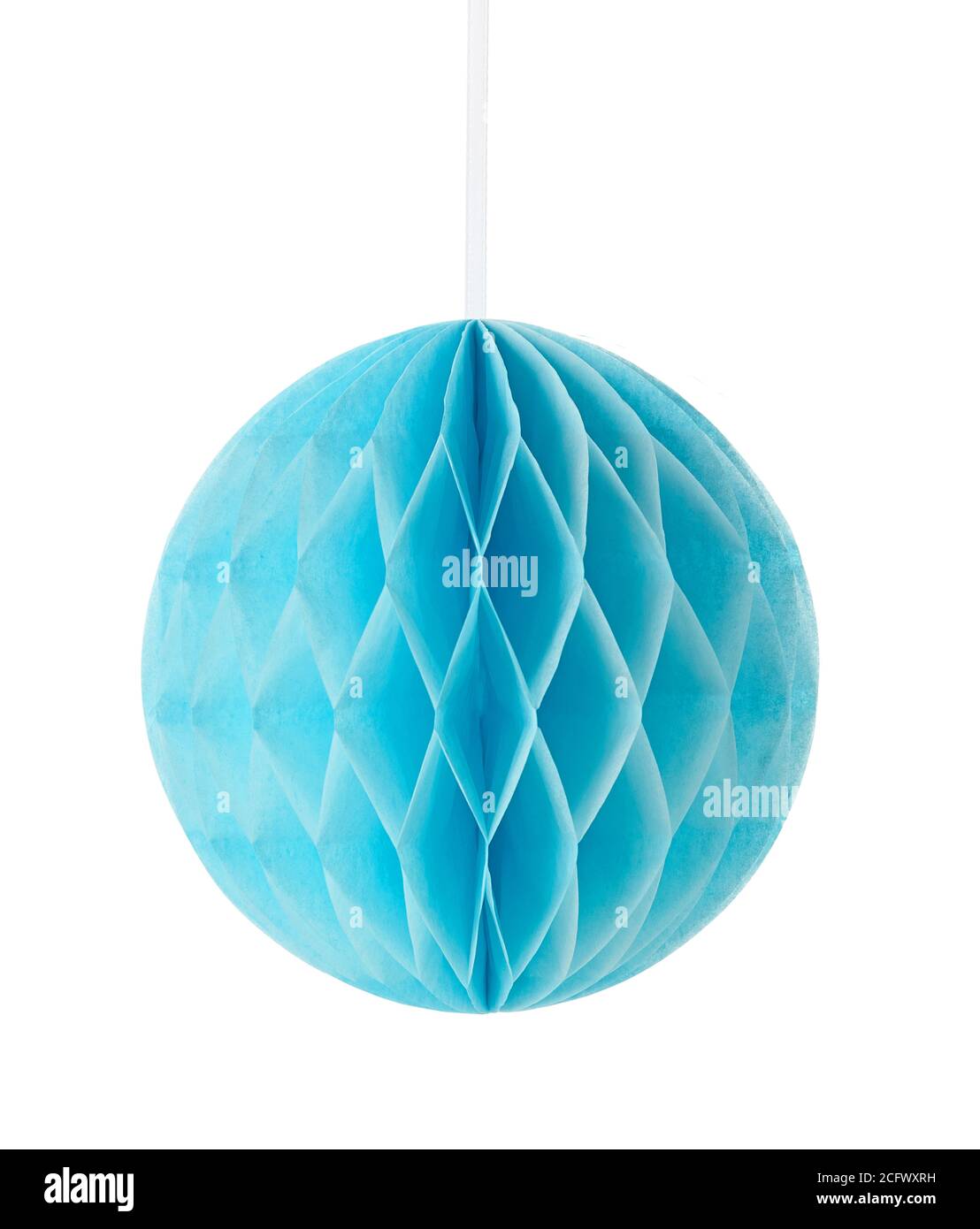 blue tissue pompom decor isolated on white background Stock Photo
