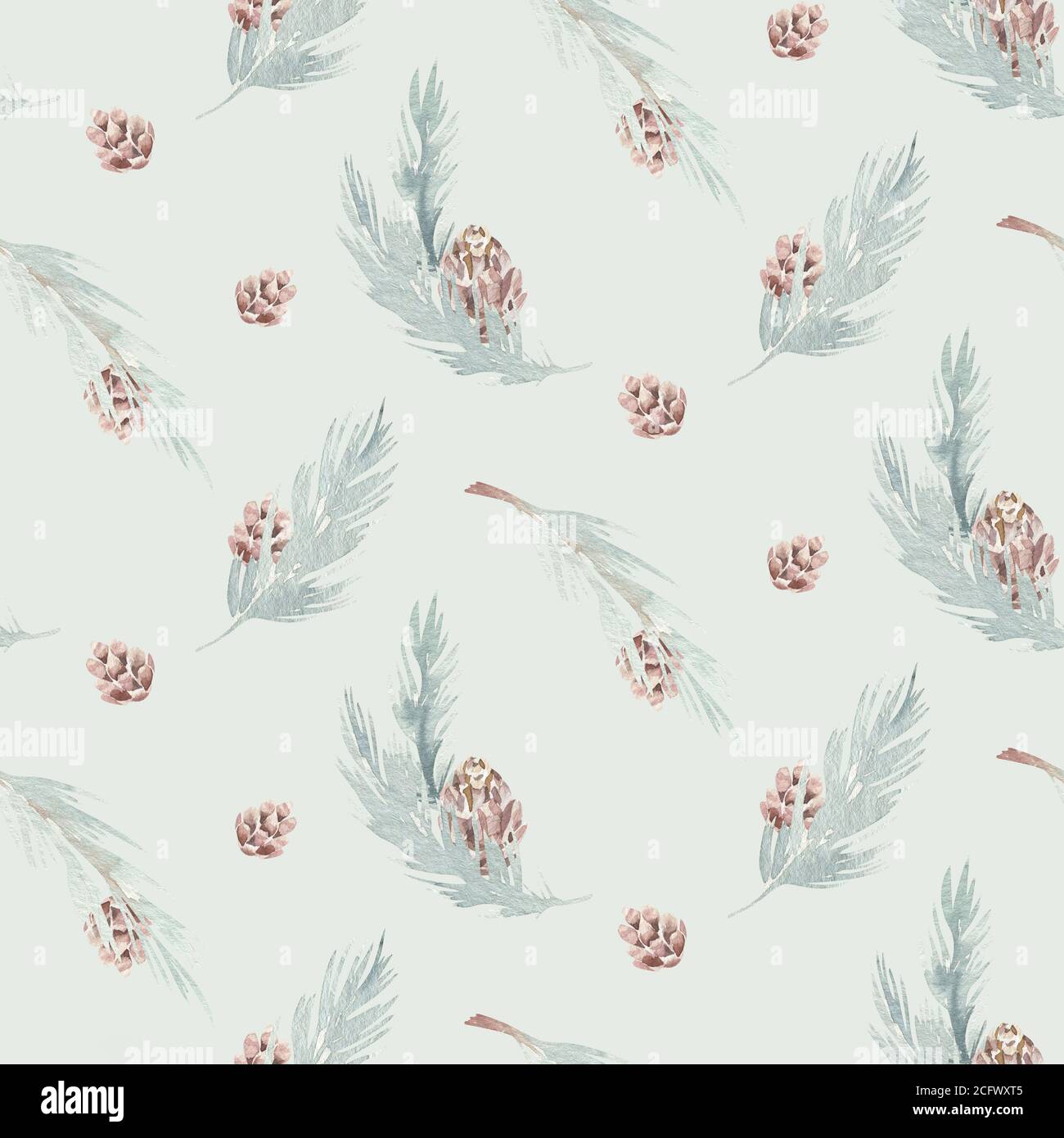 Winter merry christmas seamless nature xmas pattern with cones branch ...