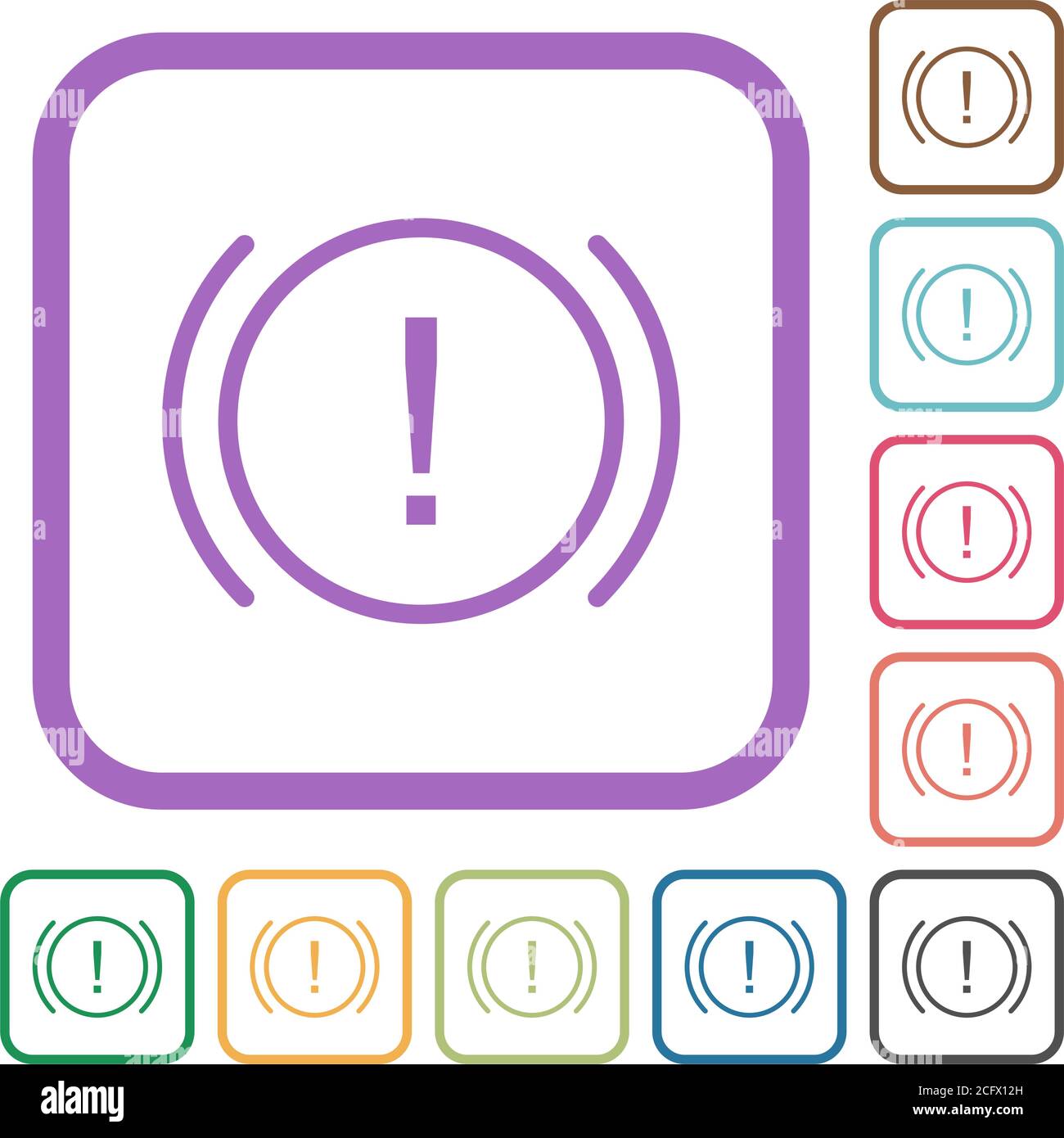 Car Dashboard Handbrake Indicator Simple Icons In Color Rounded Square Frames On White Background Stock Vector Image Art Alamy