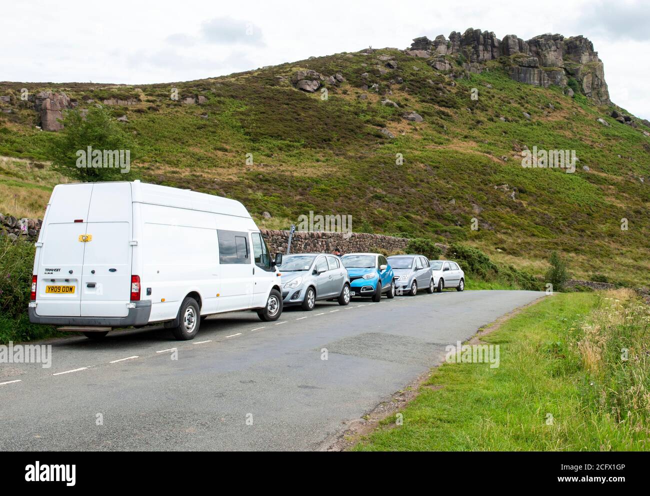 Vehicles parked in designated parking lay by at the Roaches,Peak ...
