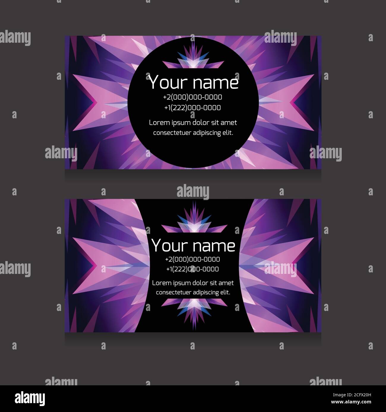 Double Sided Neon Business Card Vector Template Vector Mockup Element For Artist Dj And Your Design Stock Vector Image Art Alamy