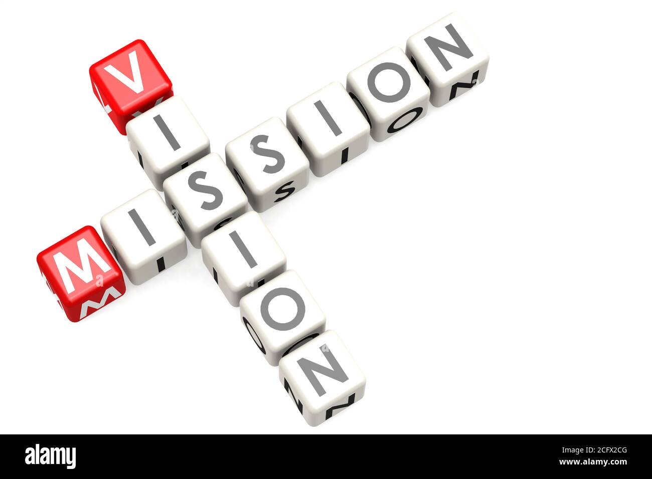 Mission Vision Cube Crossword On White Background 3d Rendering Stock Photo Alamy