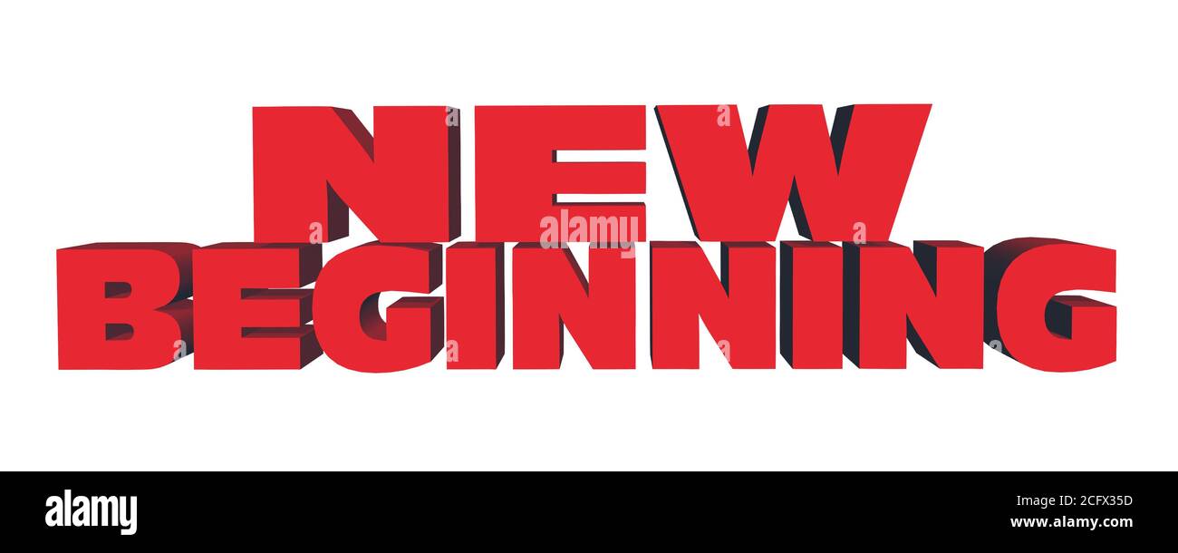 NEW BEGINNING lettering in red color - isolated on white background ...