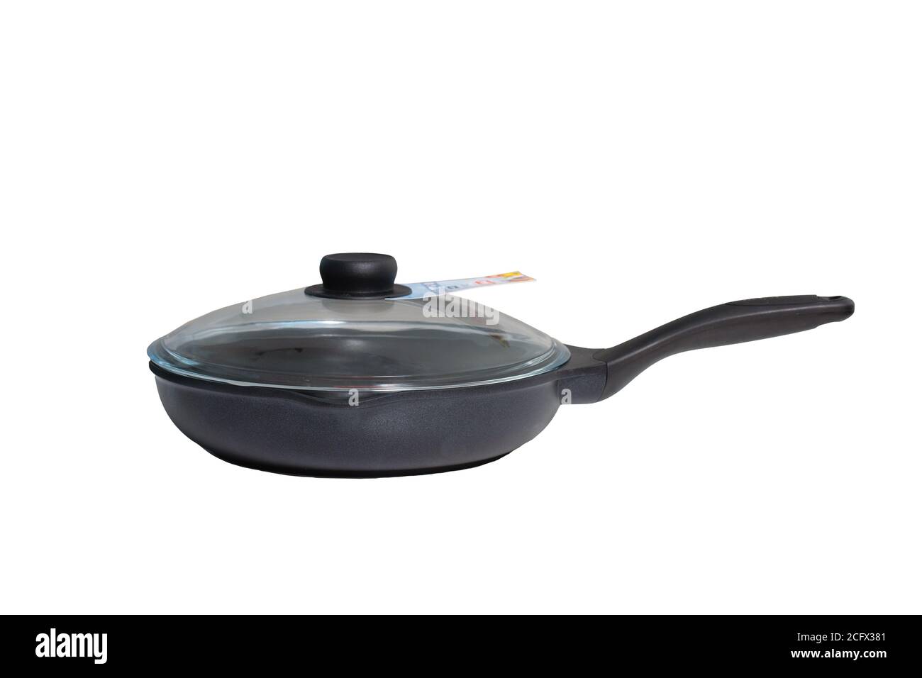New round shaped pan with non-stick coating isolated on white background Stock Photo