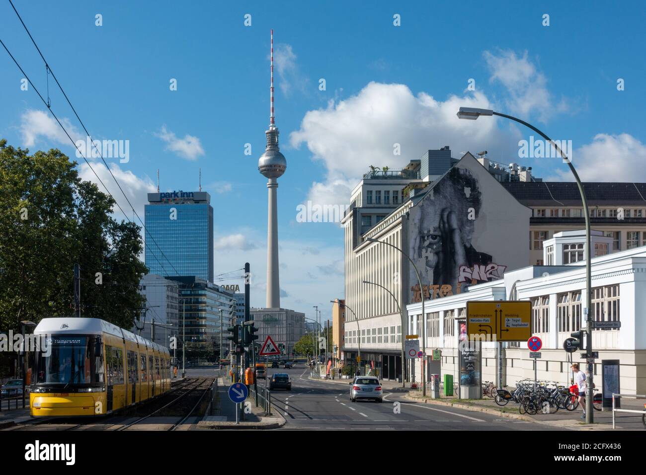 Skyline of eastern Berlin with TV tower seen from Prenzlauer Berg district Stock Photo
