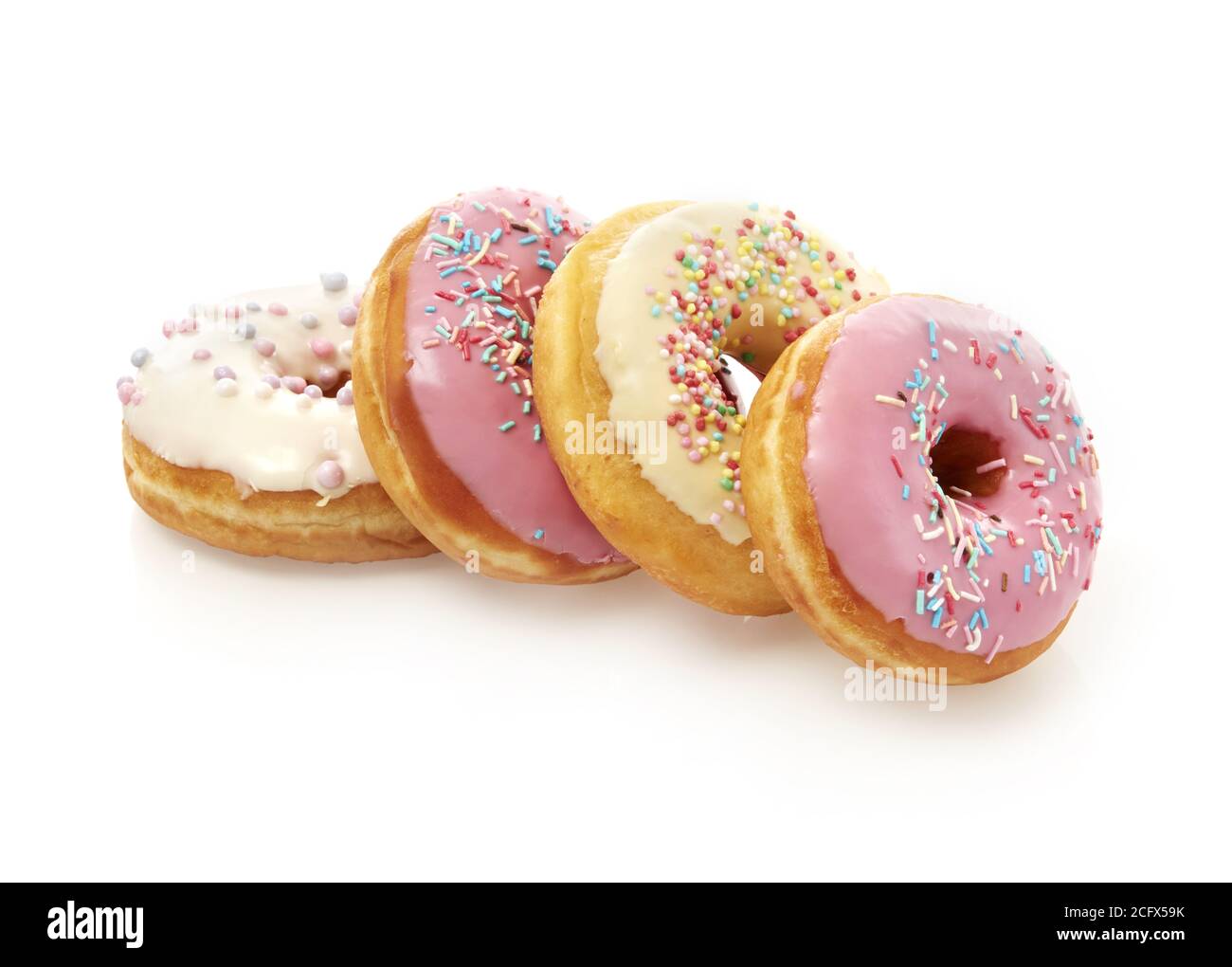 Delicious donuts isolated on white Stock Photo - Alamy