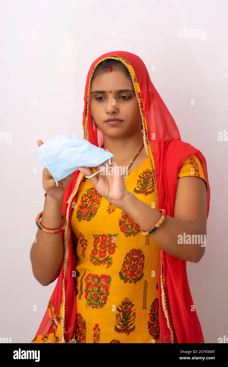 Indian woman wearing mask Stock Photo Alamy