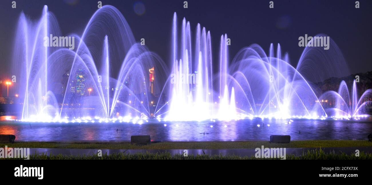 Kuwait City, Kuwait. 7th Sep, 2020. A fountain show is held at Al Shaheed Park, one of the largest urban parks in Kuwait City, Kuwait, Sept. 7, 2020. Credit: Asad/Xinhua/Alamy Live News Stock Photo