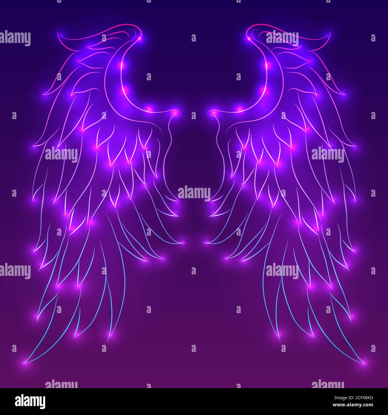 Illuminated neon heart with devil wings Stock Vector Image & Art