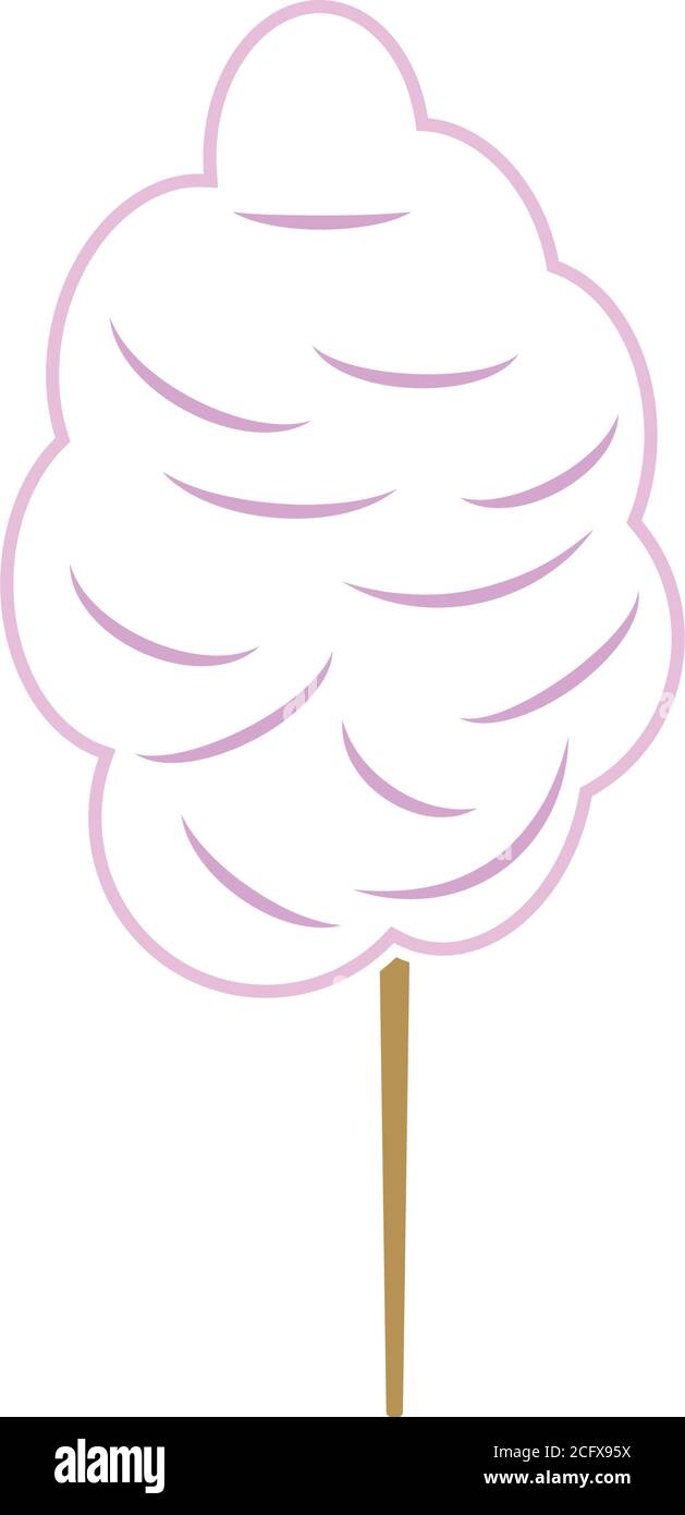Cotton Candy Icon. Flat Color Design. Vector Illustration. Stock Vector
