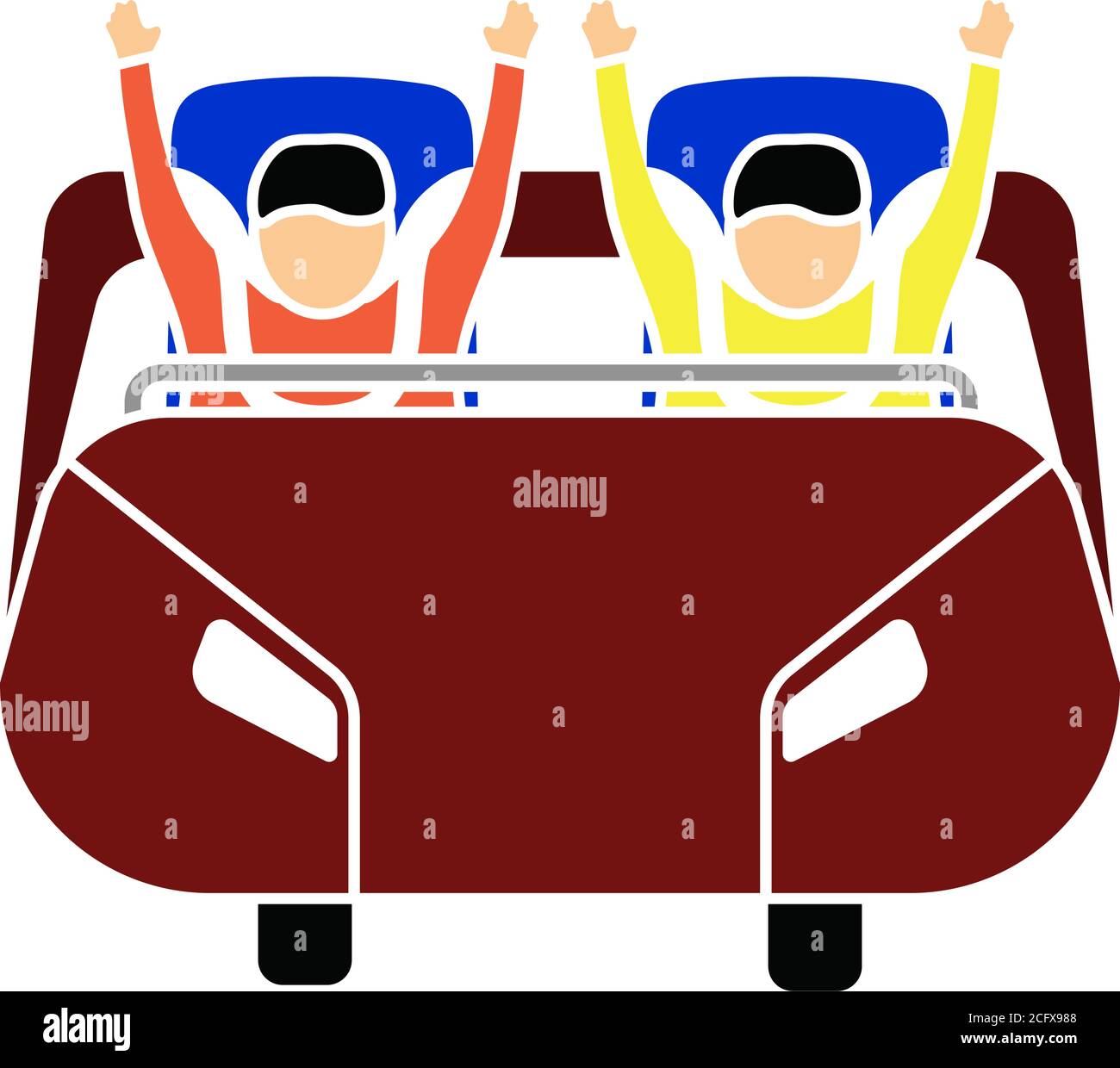 Roller Coaster Cart Icon. Flat Color Design. Vector Illustration Stock ...