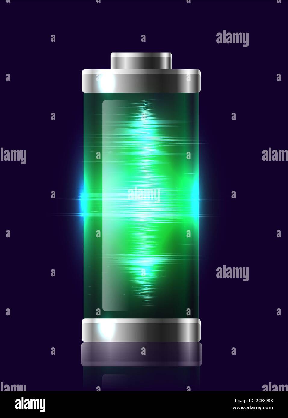 Illustration transparent charged batteries with electric charge
