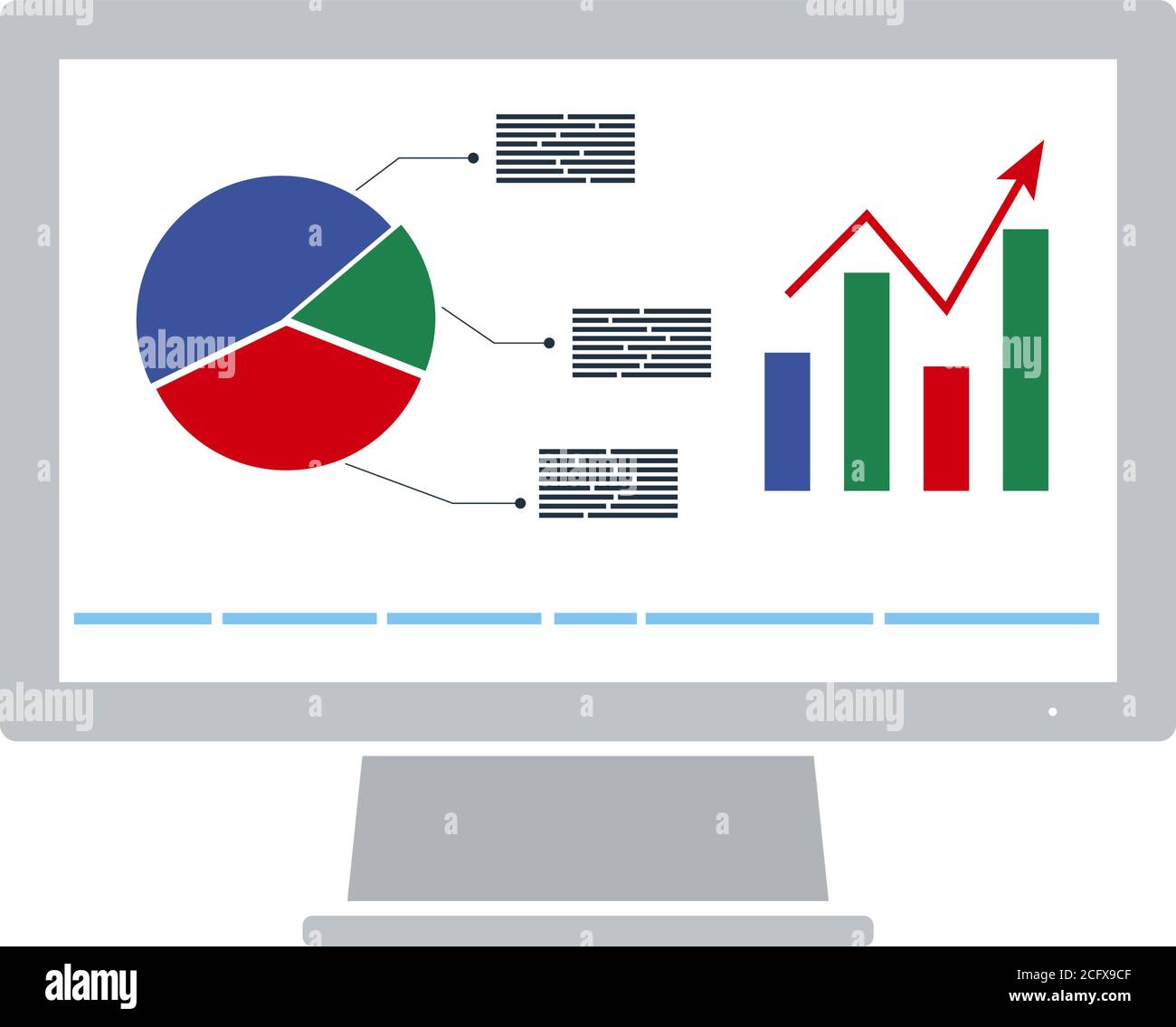 Monitor With Analytics Diagram Icon. Flat Color Design. Vector ...