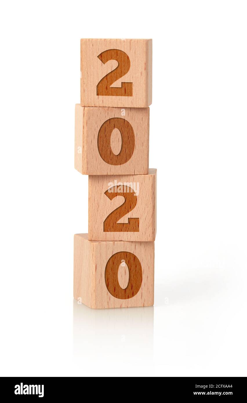 2020 new year on wooden cubes Stock Photo