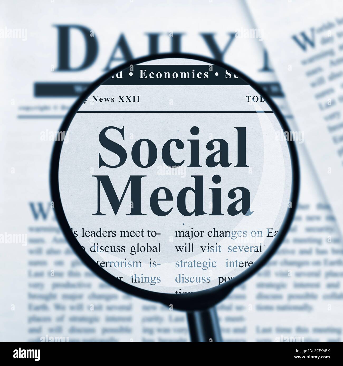 Social media headline under magnifying glass Stock Photo - Alamy