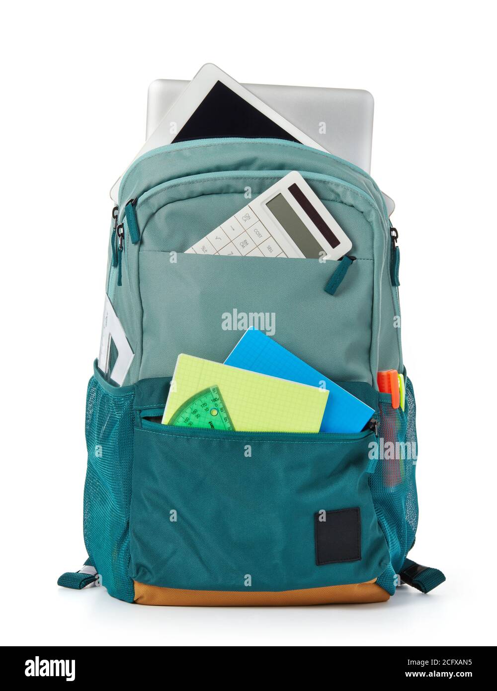 Bag and office accessoriess on white background Stock Photo